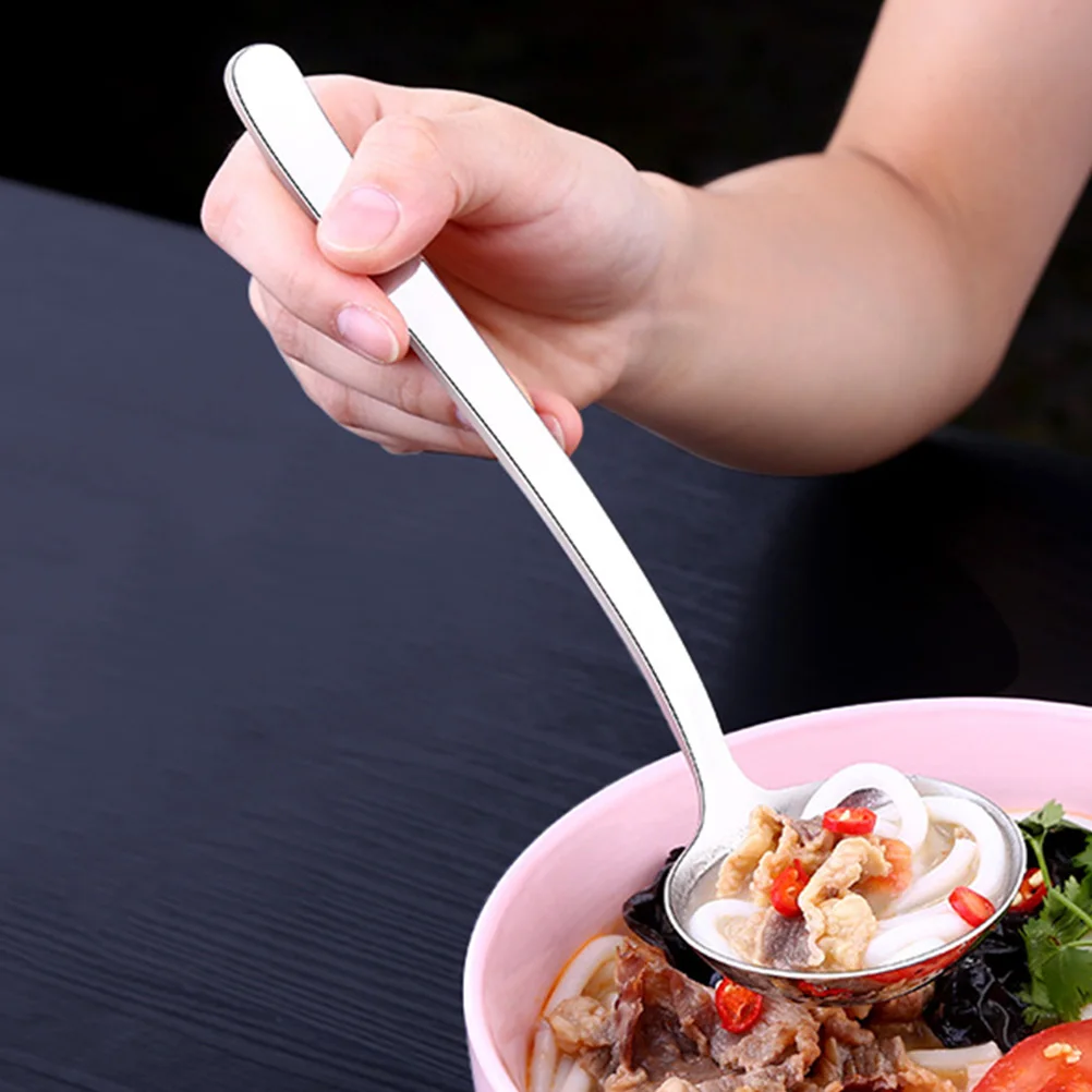

Long Handle Soup Scoop Stainless Steel Noodle Spoon For Ramen Hot Pot Serving Large Ladle Soft Contoured Kitchen Tableware