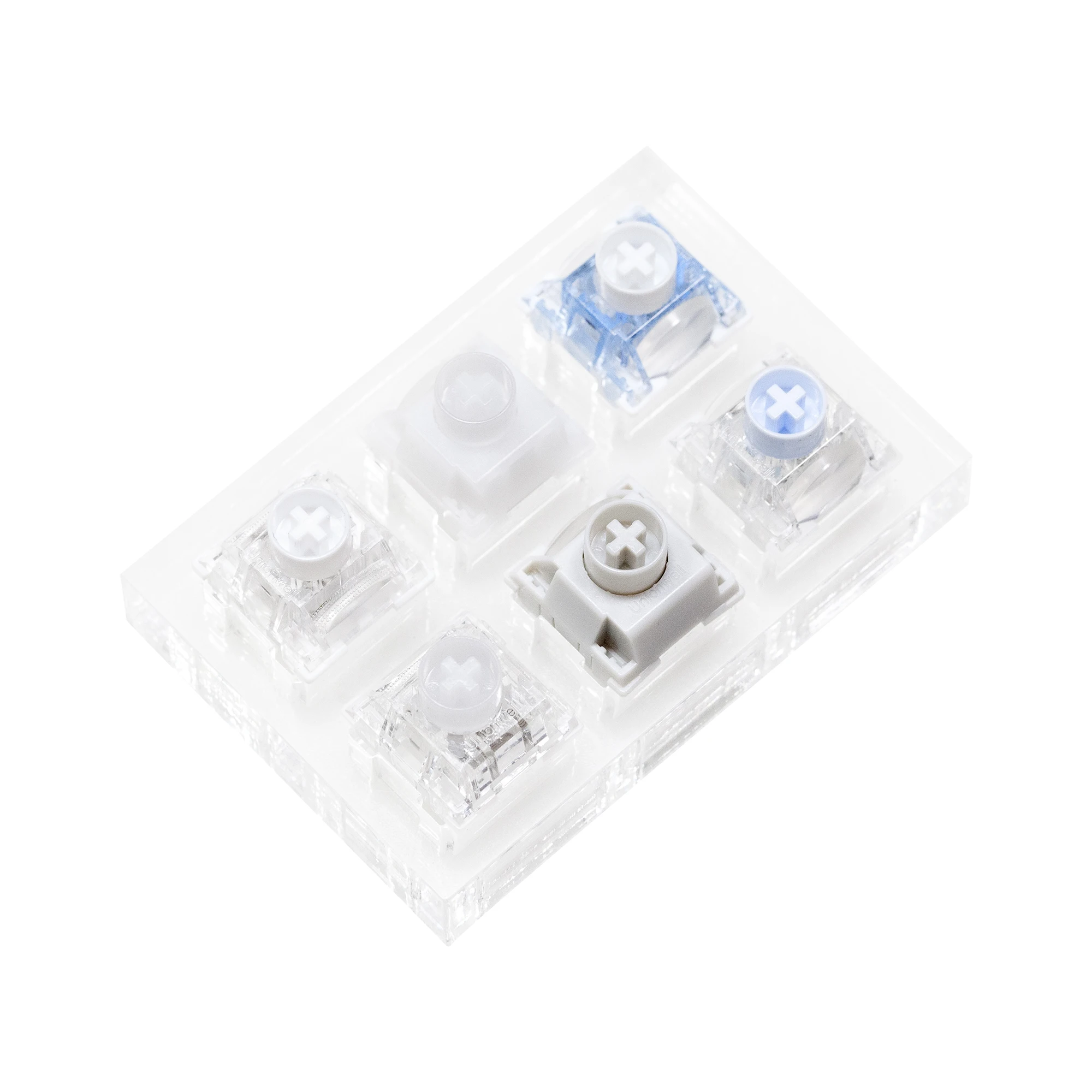 Unionwell 6 switch tester switches with blank keycaps acrylic base for mechanical keyboard Snow Shine Hunyuan Ice Shine Qianyuan