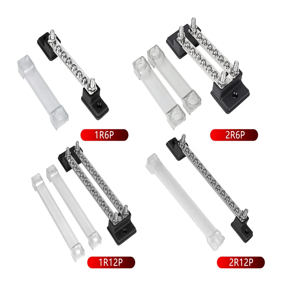 

12-48V New Terminal Block 150A Bus Bar Positive Negative Power Distribution Block with Cover for Car Truck Boat Marine Camper RV