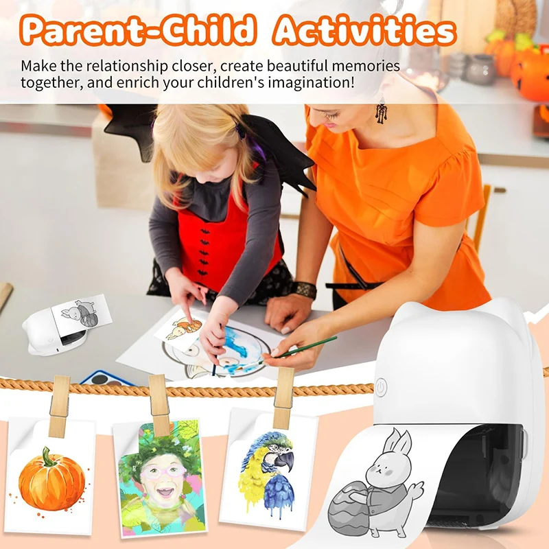 ミニポータブルプリンターインクレスステッカーメーカー、フリーカット小型ポケットプリンター、写真ジャーナルノートメモ用ポータブルサーマルプリンター