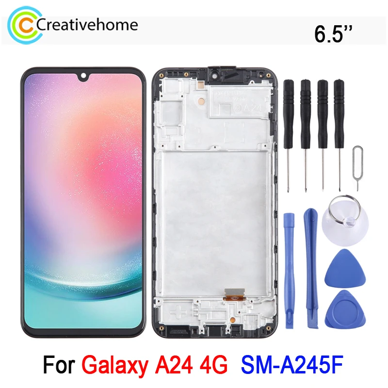 TFT LCD Screen For Samsung Galaxy A24 4G SM-A245F Phone Display with Frame Replacement, Not Support Fingerprint Identification