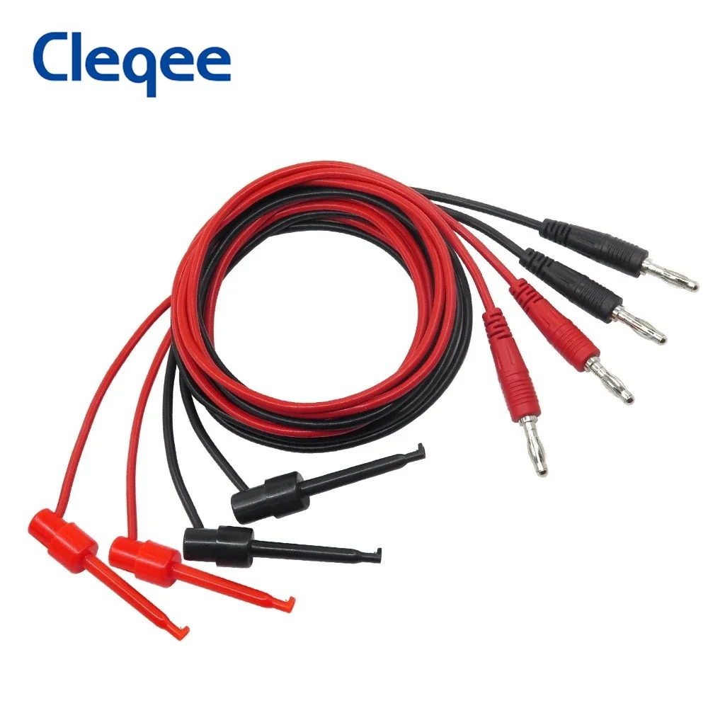 Cleqee P1039 2/4PCS ปลั๊กกล้วย4มม.Test Hook Clip ทดสอบมัลติมิเตอร์ Mini Grabber 1M 500V/5A