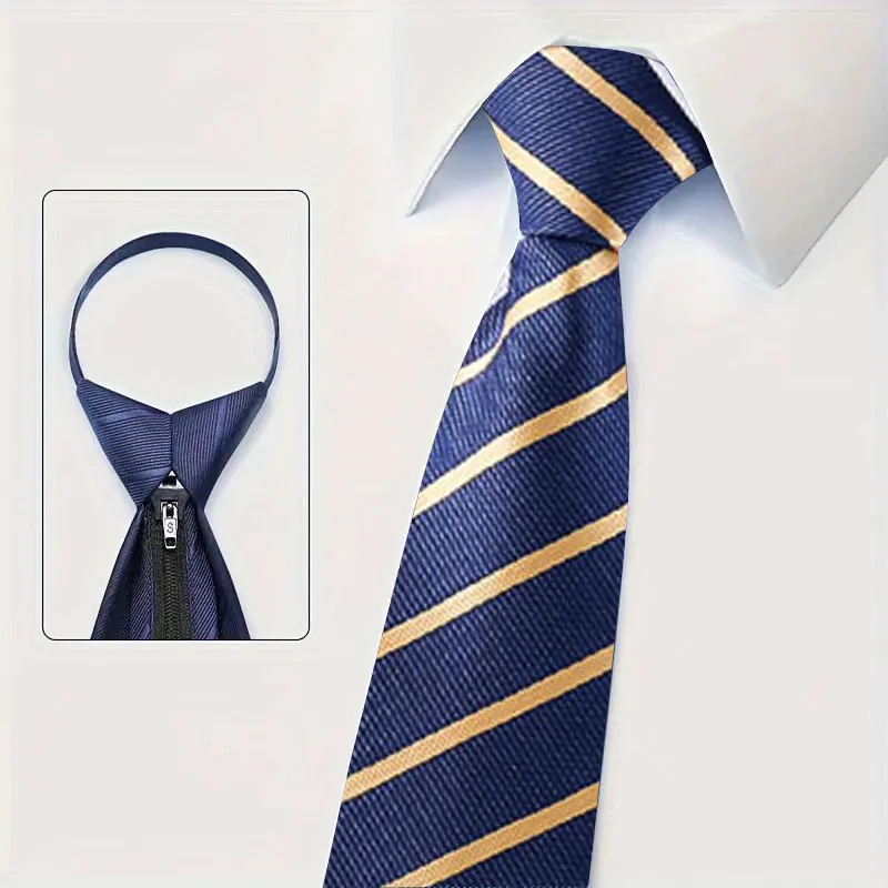 Men's Wide Zip-On Tie, 8cm (3.15inch) Twill, Solid Color, Matte Texture, Multiple Colors and Styles, Business Formal Wear, Workplace Interview, Groom, Groomsman, Wedding, Annual Meeting, Lazy Suit Accessories