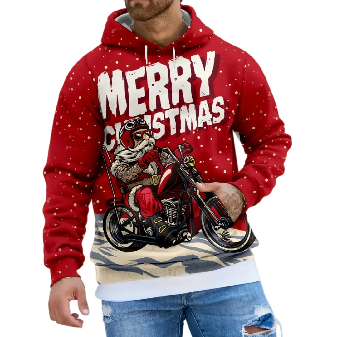 2025 جديد سانتا كلوز ركوب نمط هوديي الاتجاه كول الشارع البلوز عيد الميلاد نمط رياضية الخريف الشتاء البلوز غير رسمي