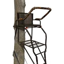 Person Deer Hunting Ladder Climbing Tree Stand with Flip Back Seat and Shooting Rail