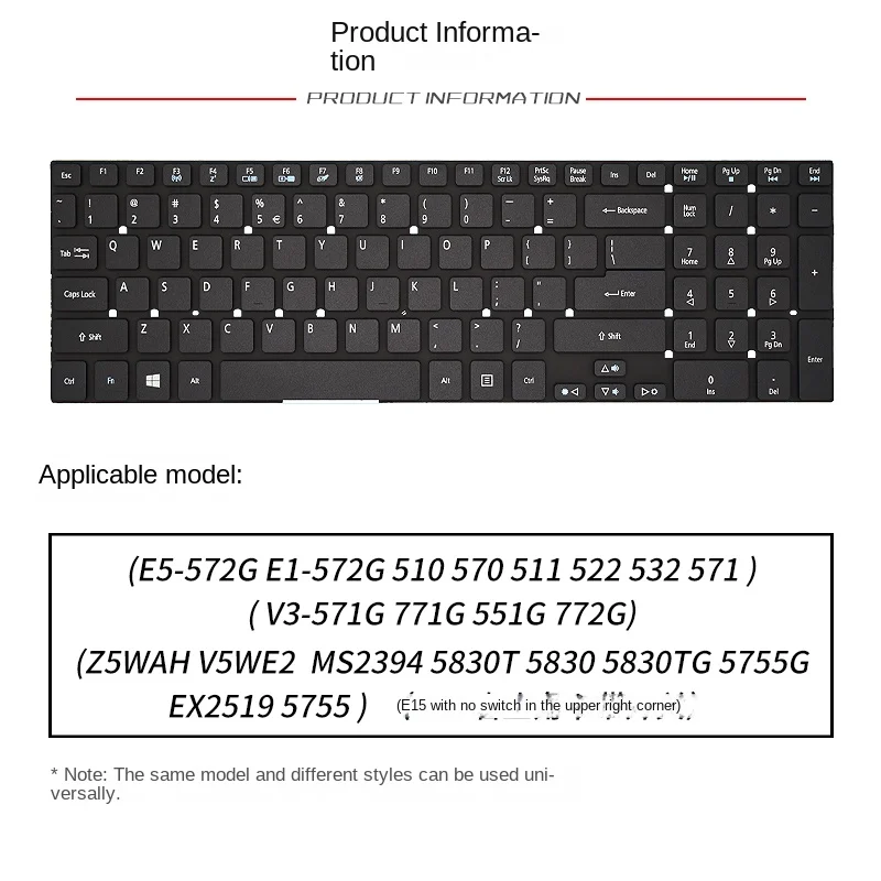 replace Suit for Acer 5755G V3-771G E5-572G Z5WAH V5WE2 MS2394 5830T Laptop keyboard