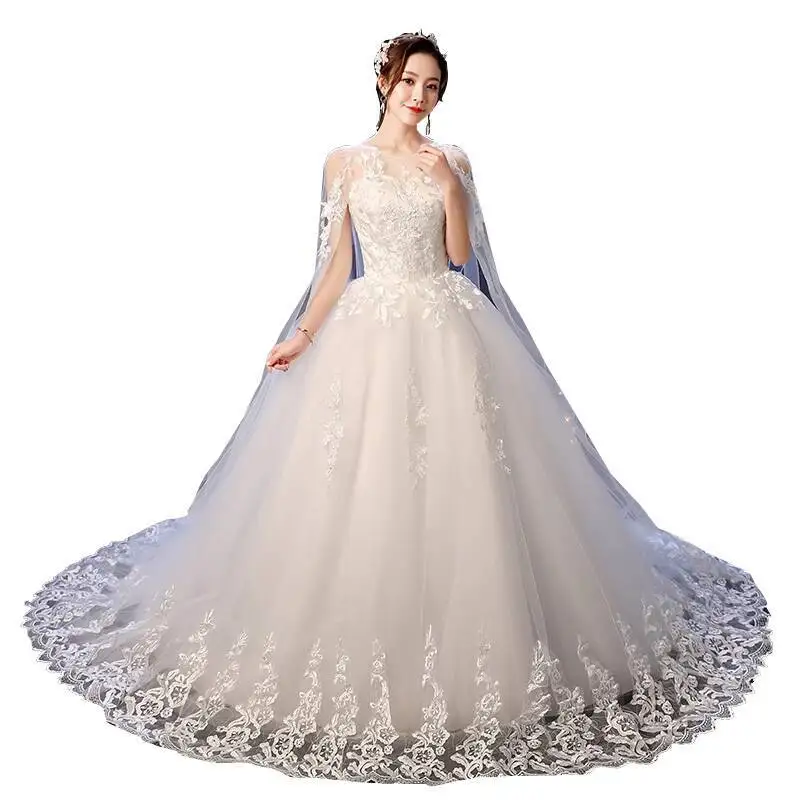 2025 New Style With Train, Elegant Bride, Simple Forest Style, Super Fairy Dreamy, Petite Korean Version, Off-shoulder Wedding