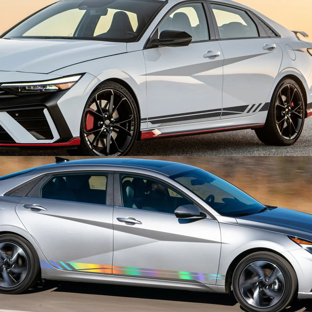 ヒュンダイエラントラ車のドアサイドステッカーキット自動ラップビニールフィルム防水クリエイティブ車両 PVC ステッカーカーアクセサリー