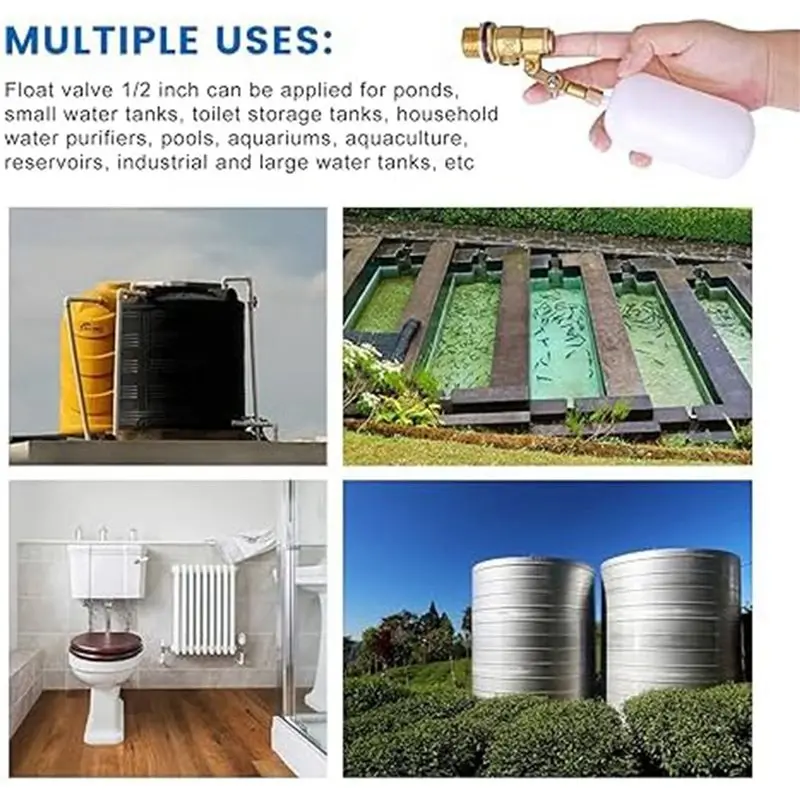 A19F-8Pcs 1/2 Inch Float Valve, Water Float Valve For Pond Float Valve Shutoff Auto Fill, For Livestock Tanks, Aquariums