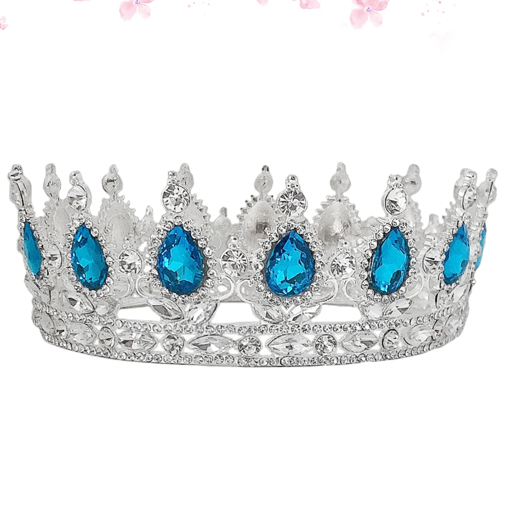 

Sparkling Bride Crown Wedding Headdress Elegant Hair Ornament For Women Silver Lake Blue Fashion Headwear Prom Party Accessory