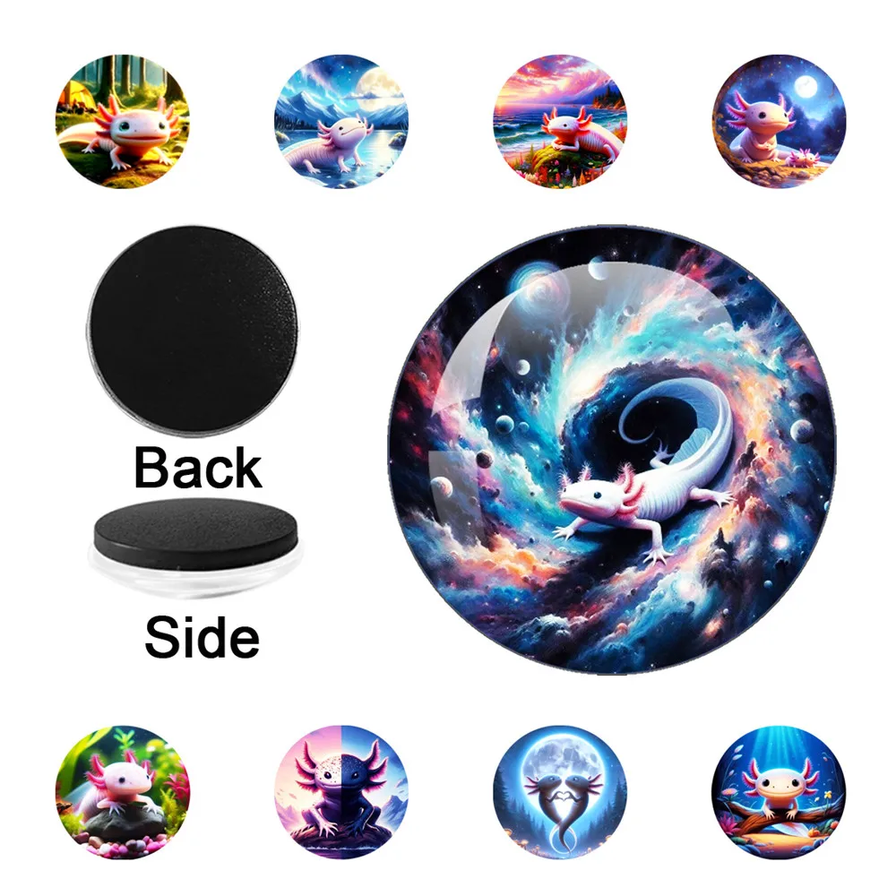 Creative Axolotl Cartoon Fridge Magnet Axolotl 25MM/40MM/50MM Magnetic Refrigerator Stickers Note Holder