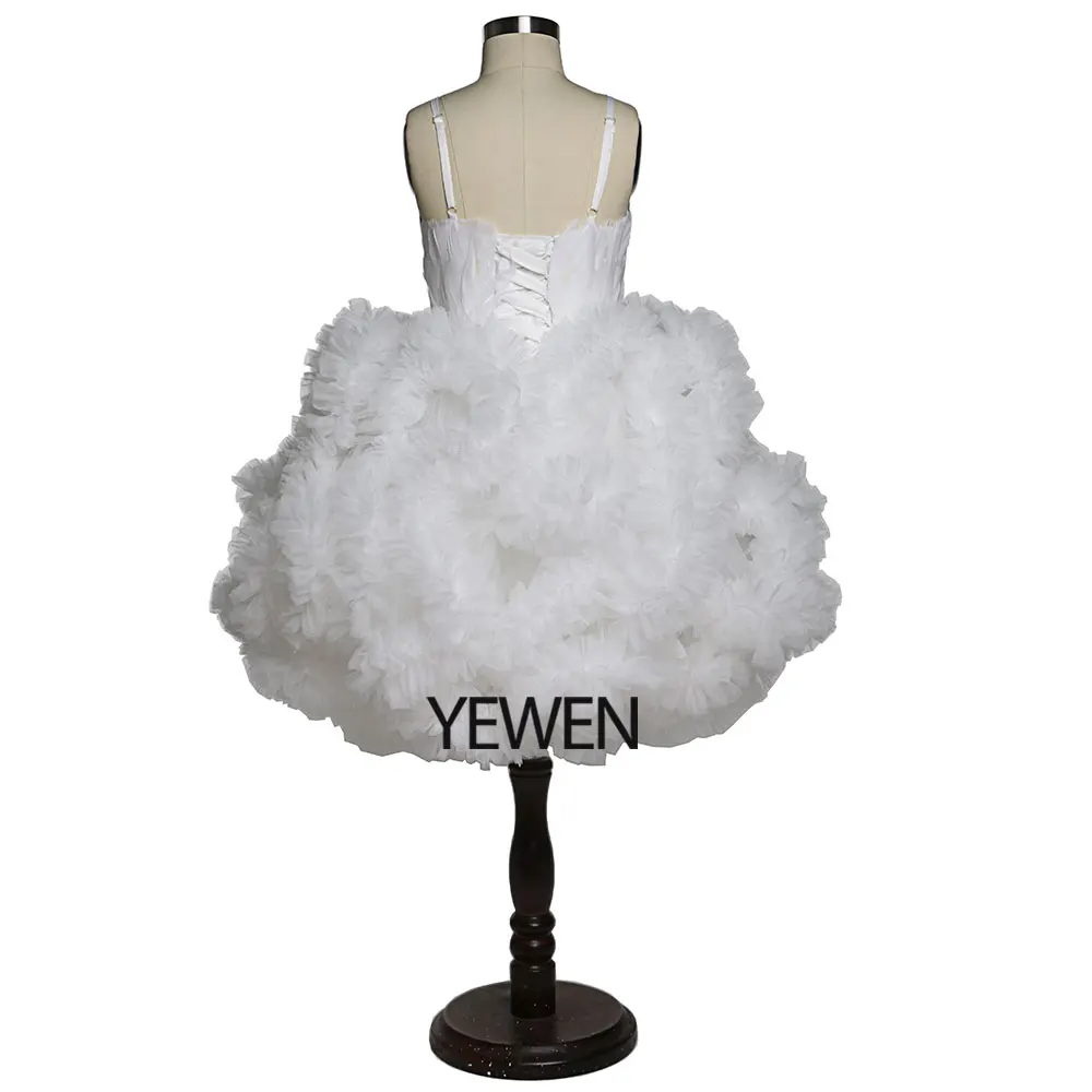 Elegantลึกขนนกสีชมพูดอกไม้สาวประกวดชุดบอลFirst Communion PARTYตกแต่งสำหรับเด็กRobe Fillette Mariage YeWen