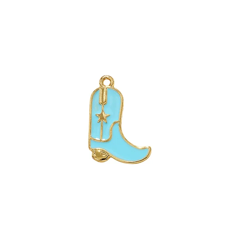 4 Pcs Colorful Enamel Cowboy Hat Boots Pendant for Diy Earring Necklace Charm Making Copper Plated Jewelry Accessories Wholesale