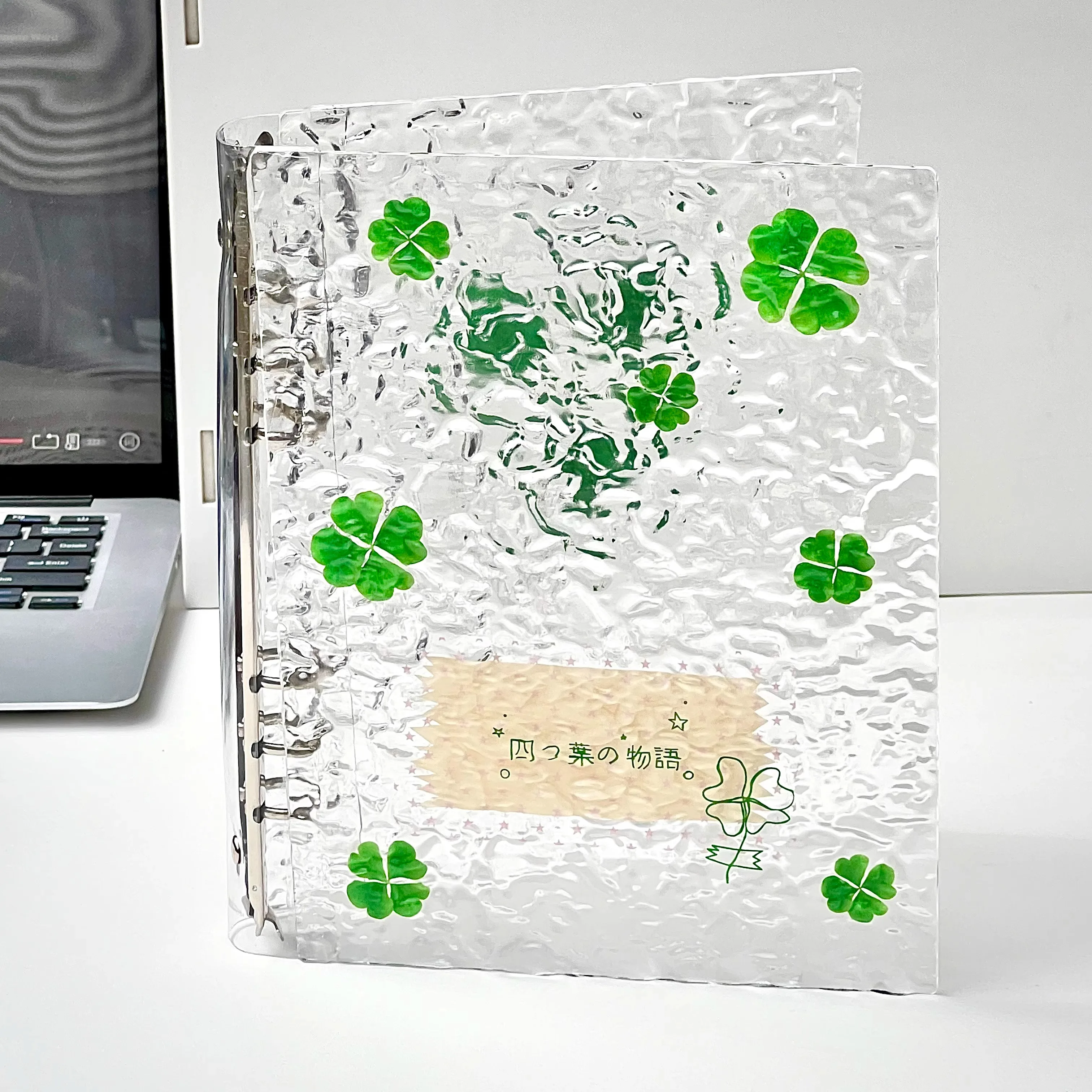 

Lucky Clover A5 Binder Crystal Clear Photo Album 3 Inch 4 Pocket Refillable Pages for Instax Mini & Kpop Cards Gift Idea