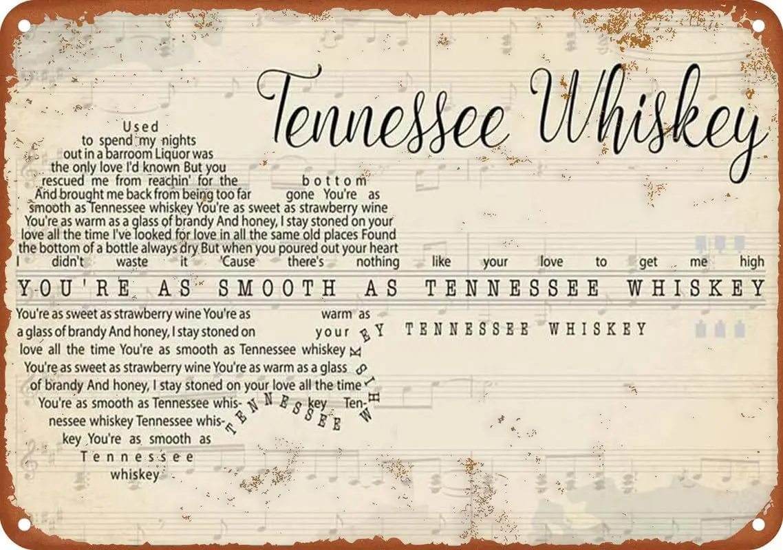 YouRe As Smooth Tennessee whisky letras canción para hombres mujer cartel Retro Metal estaño cartel de aluminio sala de estar Bar Artificial