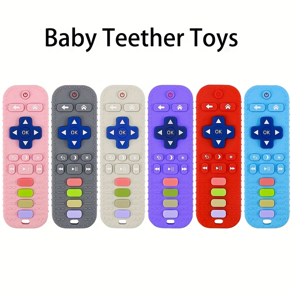 Baby Teething Toy Silicone TV Remote Control Shape Safe Toddle Teether Chew Toys Kids Sensory Educational Toy For Newborn Gift