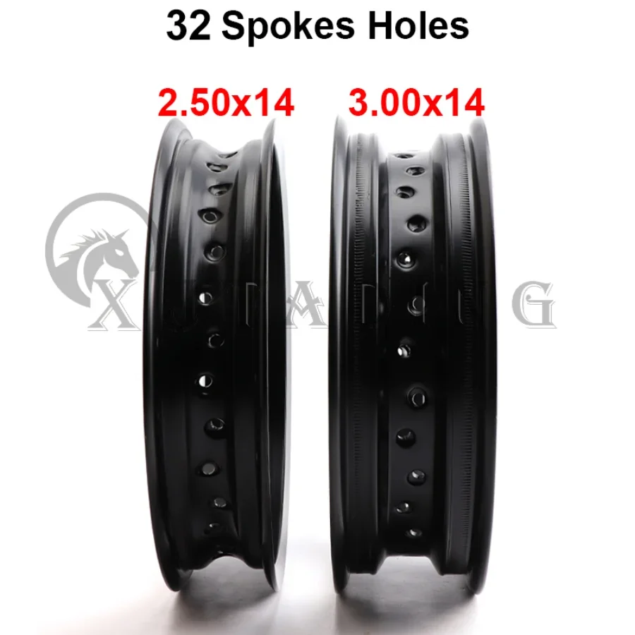 1 pair 14 Inch 32 Spokes Holes Aluminum Rims 2.5*14 3.00*14 for Motorcycle Pit Dirt Bike Front 2.50X14 Rear 3.00X14 Wheels