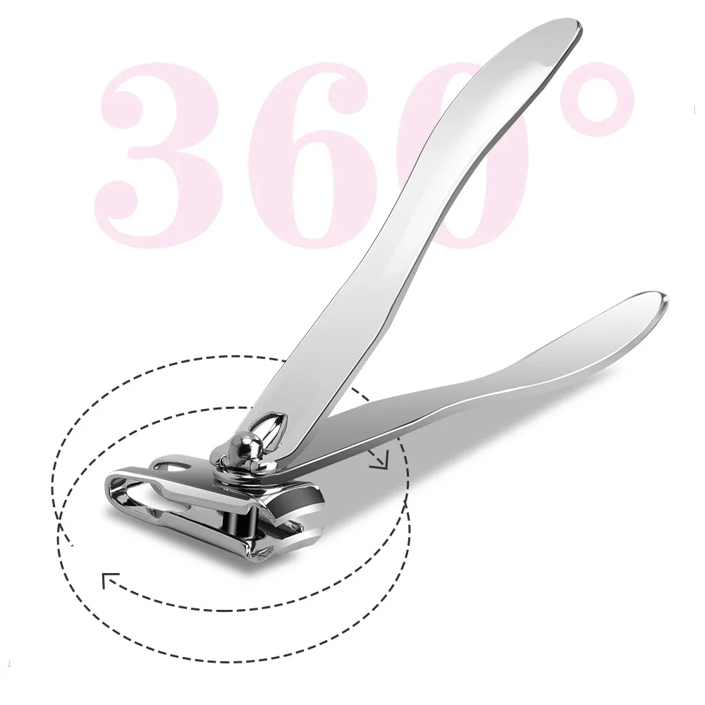 360° Rotating Toenail Clippers for Seniors Large Nail Cutter with Long Handle, Stainless Steel Heavy Duty Finger Nail Trimmers