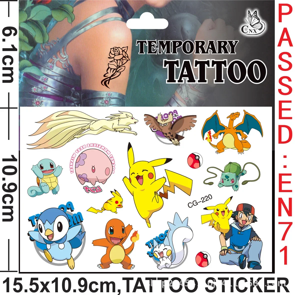 Pokemon Tattoo Stickers Party Decorations DIY Cosplay Cute Cartoon Pikachu Sticker Kids Birthday Gifts Kawaii Anime Figure Toys