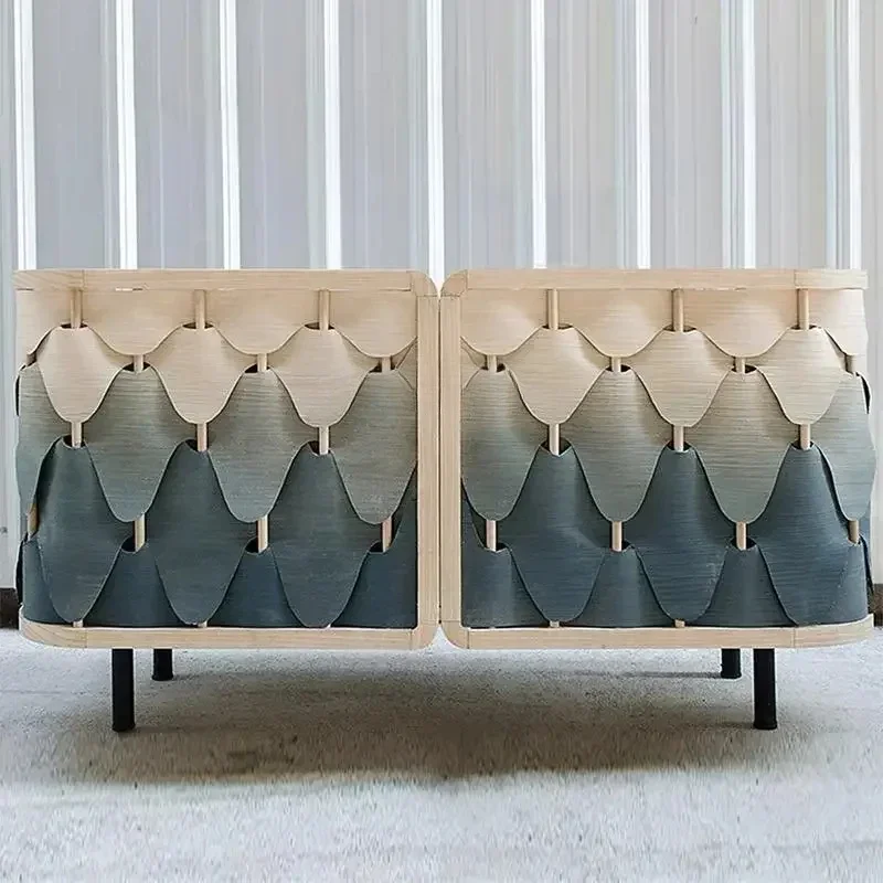 Y1 Italian style, solid wood dining edge, living room decoration, blue gradual change feather locker