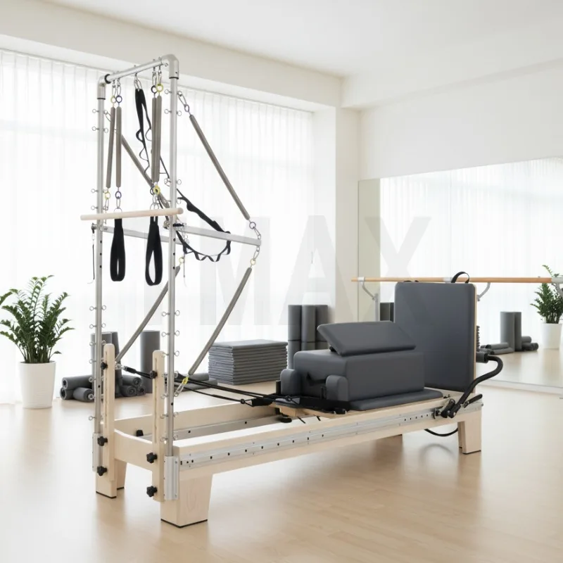 YTYIN Tmax Good Quality Half Trapeze Core Maple Wooden Bed Yoga Workout Home Pilates Reformer With Tower