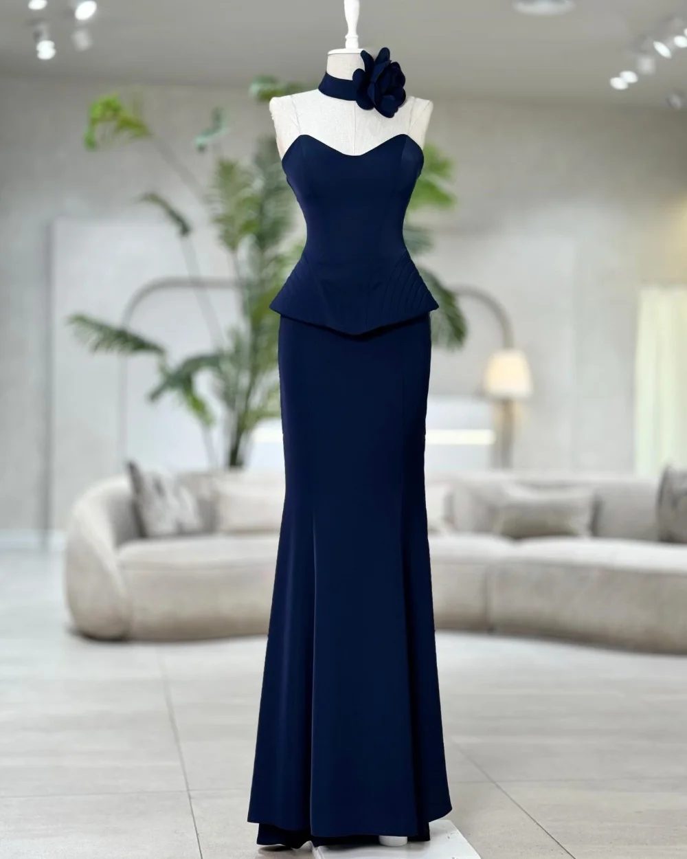 Vestidos largos de novia de sirena de flores hechos a mano con pliegues de Jersey a juego personalizados, tallas de fiesta para ocasiones a medida disponibles