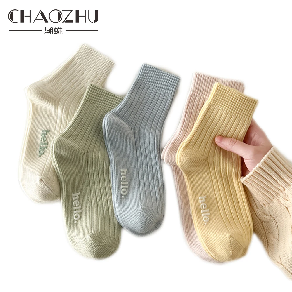 CHAOZHU Korea Japanese Hot Stamping Hello Printing Toe Rib Cotton Women Casual Spring Summer 2023 New Socks