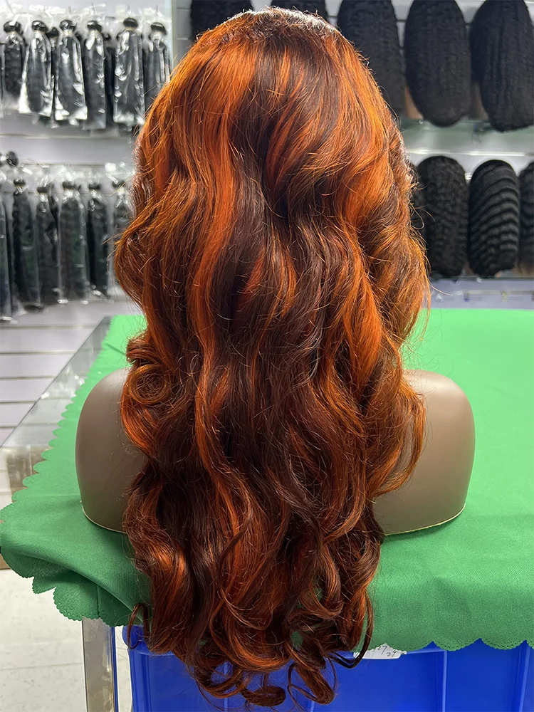 Body Wave Brown Ginger Orange Color 4/350 Frontal  Human Hair Wigs  Transparent Lace 13x6BrazilianLace Front Wig For Black Women