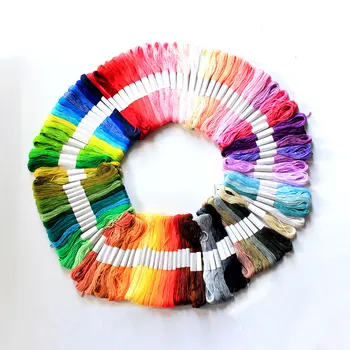 50 หรือ 100 สี CROSS Stitch ด้ายเย็บปักถักร้อยไหมขัดฟันเย็บ Skeins CRAFT DIY สร้อยข้อมือถัก