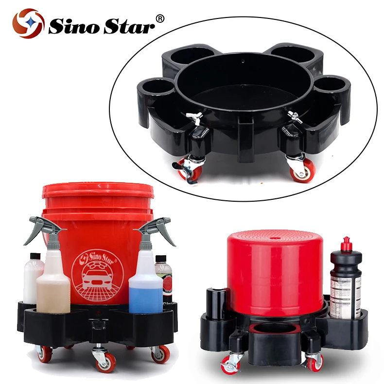 BJJN10 Hot Sale Muti-fuctional 10.8 Inch Removable Rolling Bucket Dolly for 4.4 Gal Bucket Base Car Wash System