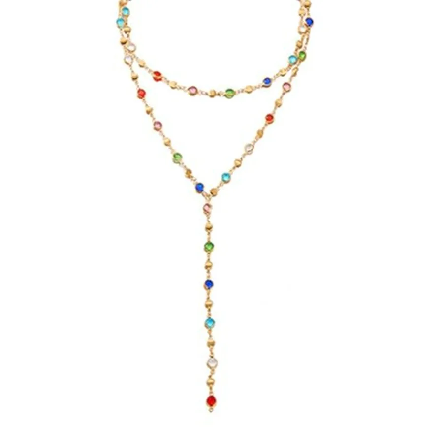 

Colorful Necklace for Women, Gold Body Chain Jewelry Long Multicolor Beaded Choker Necklaces Rhinestone Drop Necklace, Festival