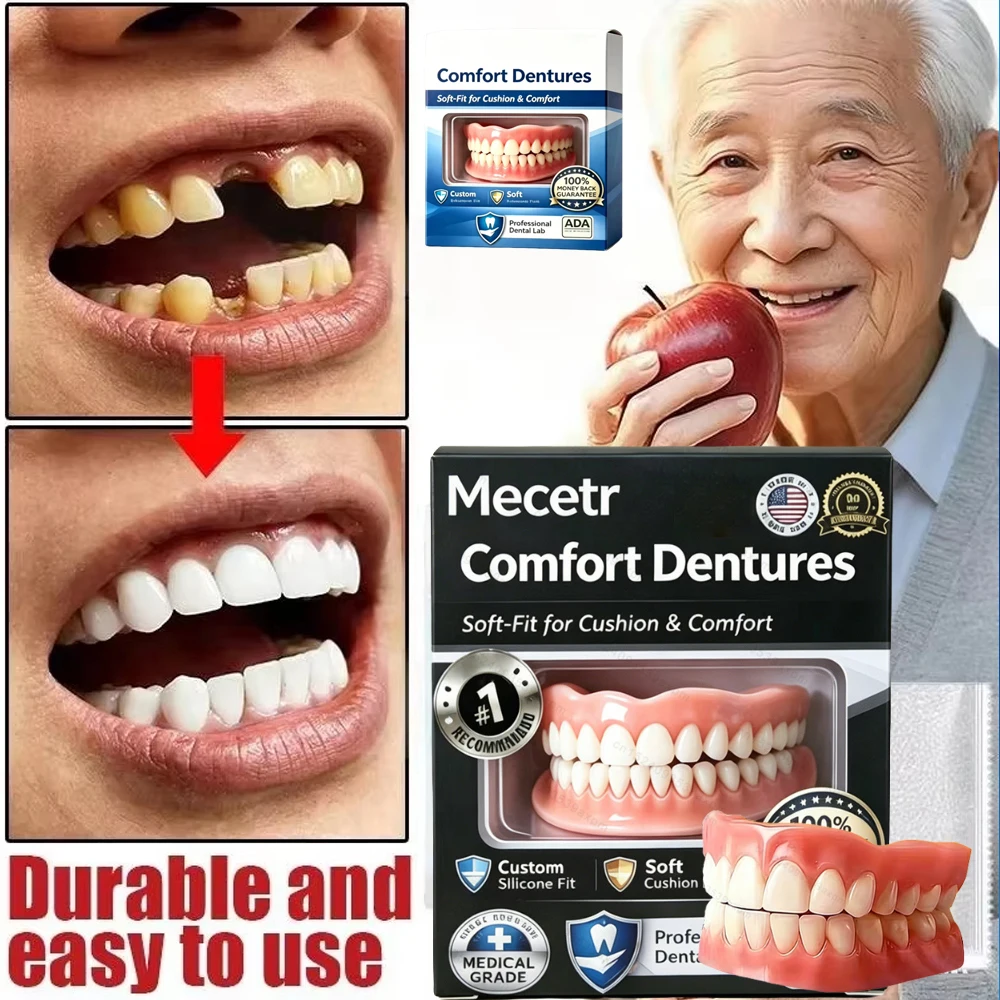 Adult Adjustable Dentures Teeth Set Fake Teeth Portable Full Mouth Denture Sample Models and Elderly False Teeth for Fitting