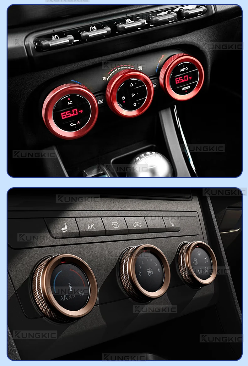 Aluminiumlegierung für SEAT Leon MK3 2013 2014 2015 2016 2017 2018 2019 Auto Mittelkonsole Luftreglerknopf Ring Innenabdeckung – Detail 8
