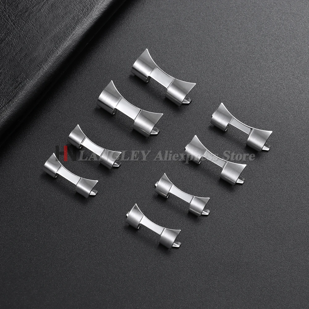 Curved End Link Straps Metal Adapter for Seiko for Oyster 12/14/16/18/19/20/22/24mm Stainless Steel Connectors Accessories 2pcs image 2