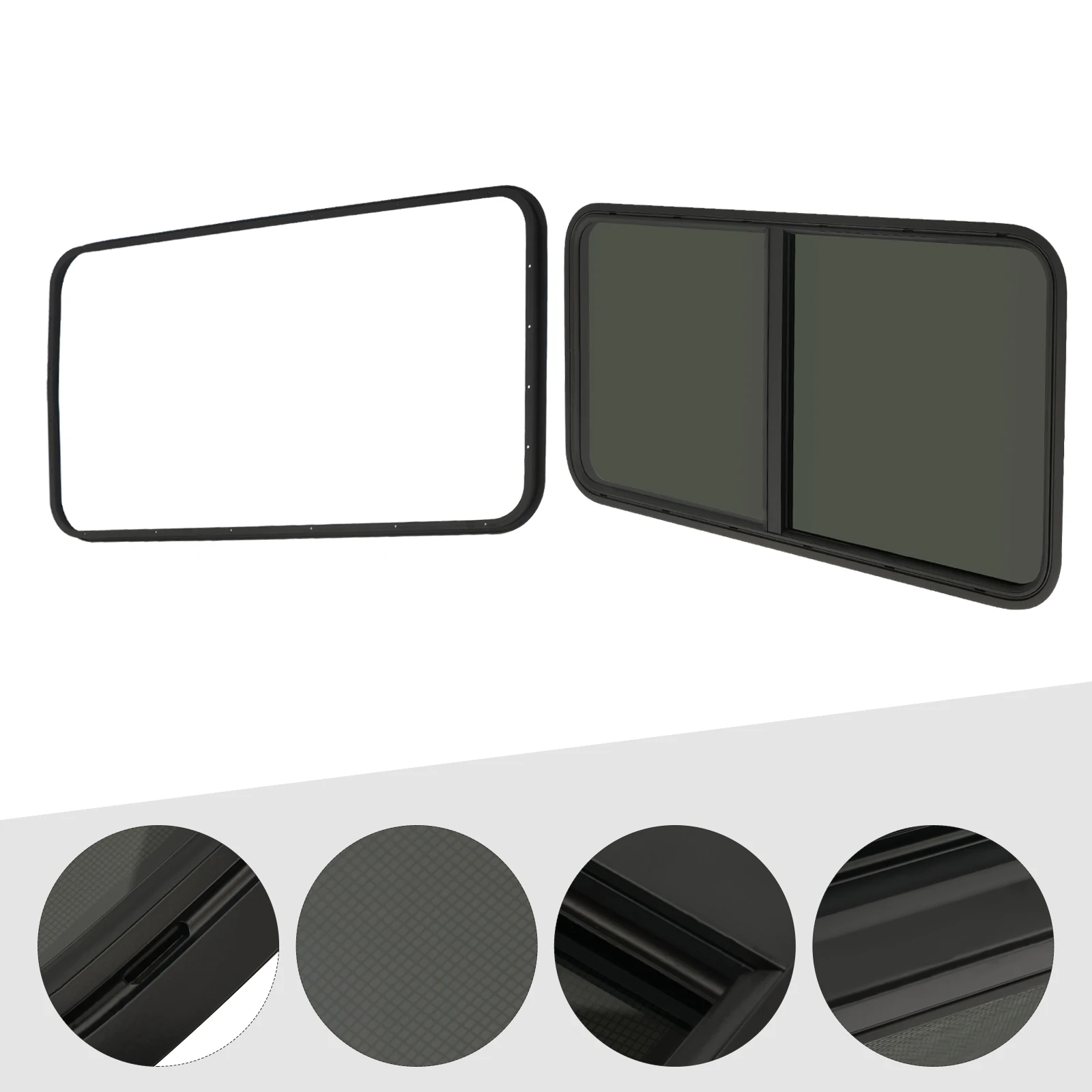 Vertical Sliding Black RV Window for Teardrop Cargo Horse Trailer Marine Camper Replacement 24 x 20in