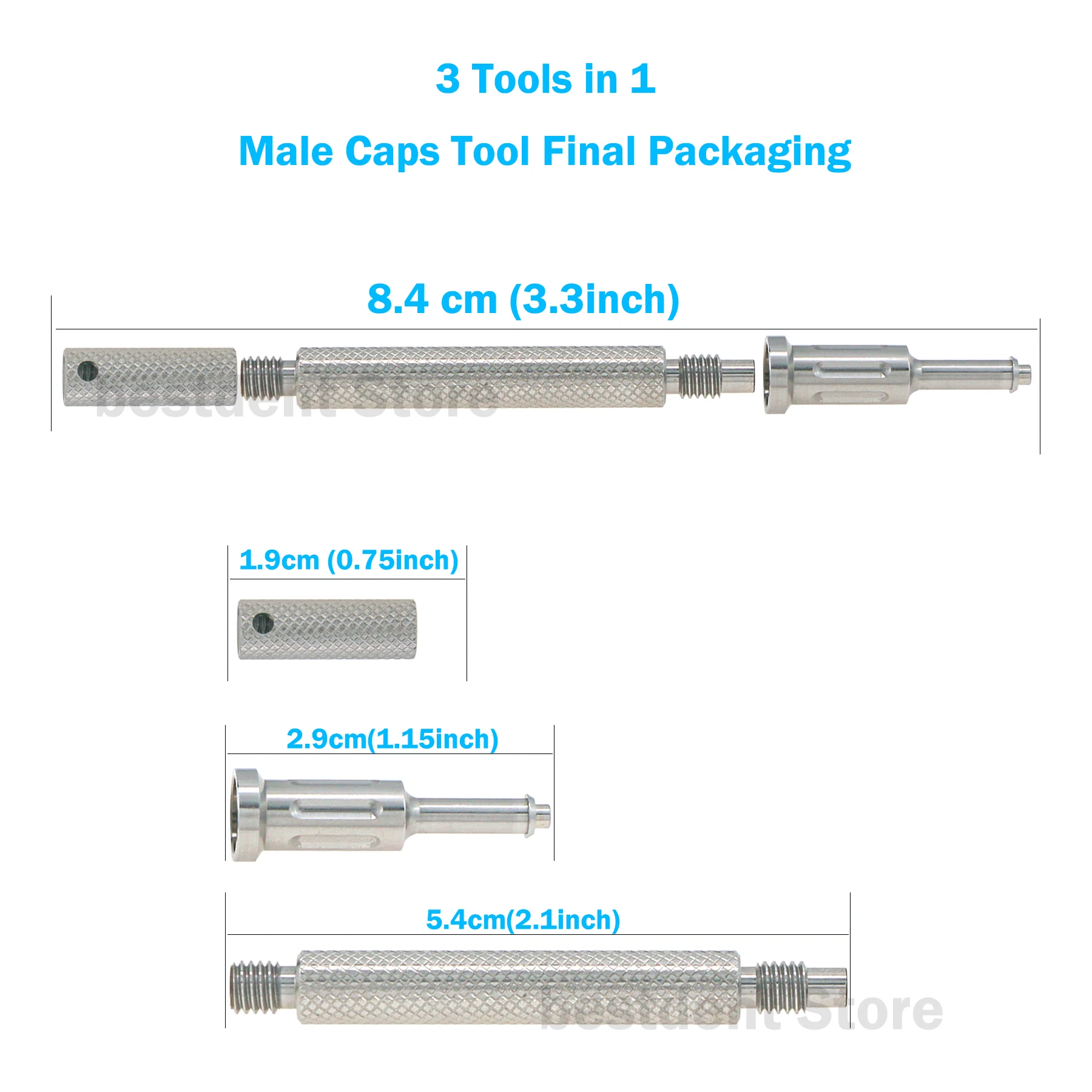 Dental Implant Remove Insert Caps 3 in 1 Locator Core Tool Handle Tools Silver Universal