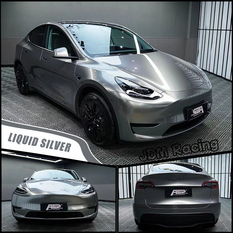 Liquid silver color DIY Car Body Films Vinyl Car Wrap Sticker Decal Air Release Film 1.52x18M