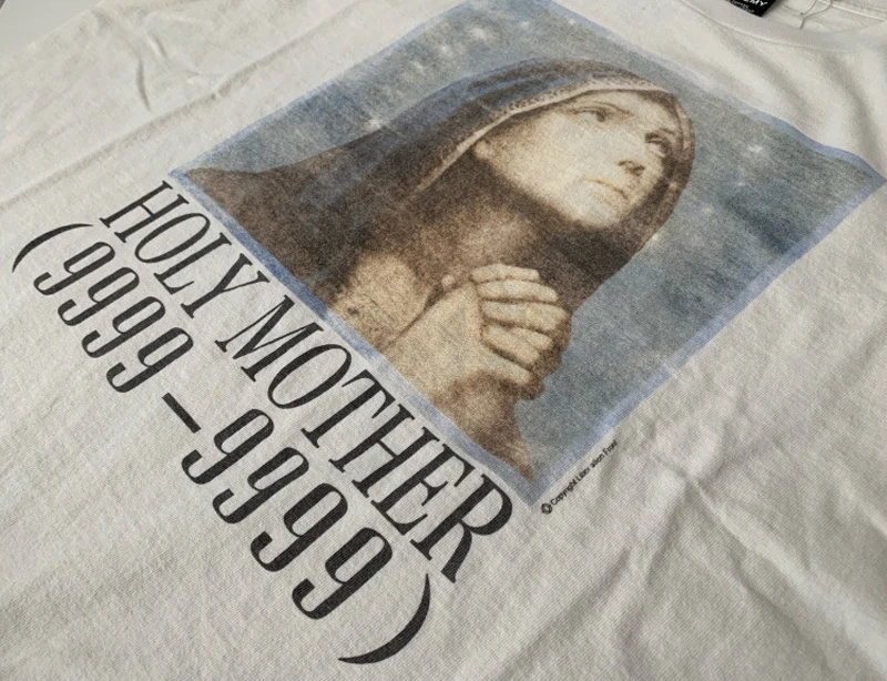 Pray Holy Mother White Round Neck Tops Summer Saint Tshirts Men Women Cotton Breathable Loose Streetwear Casual Short Sleeve Tee