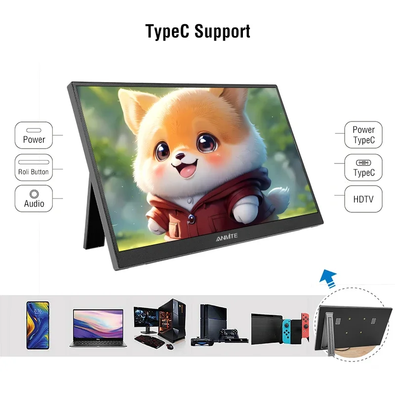 Anmite 15.6 インチタッチポータブルモニター 1080P HDR IPS ゲーム