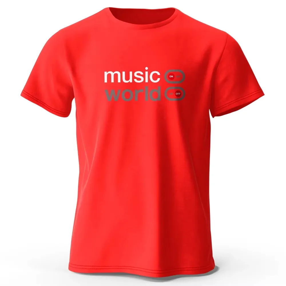 Men's Summer Sports Quick Drying Breathable T Shirt Music World Switch Print Round Neck Short Sleeve Casual Streetwear Tops