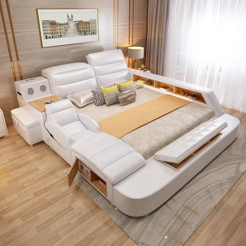 

Tatami leather bed simple modern master bedroom large bed 1.5 meters double bed