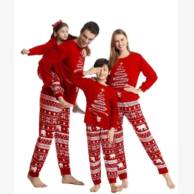 2024 Christmas Family pack 2025 New Year family pack Christmas cotton family pajamas pajama pants a family of three four 2sets