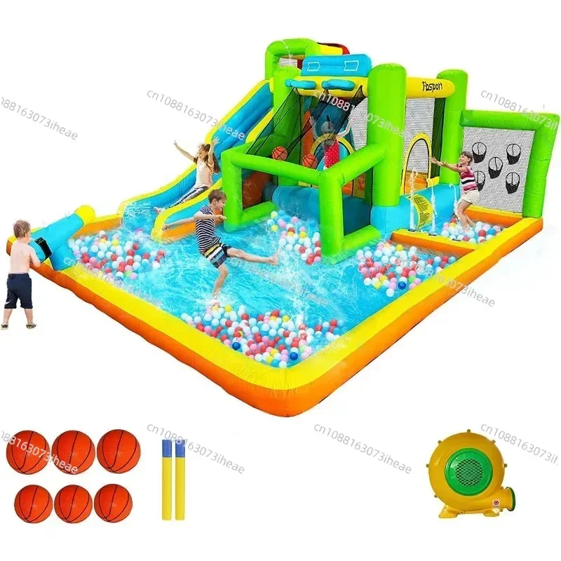Inflatable Bounce House Water Slide, 9 in 1 Bounce House for Kids Indoor Outdoor Bouncy House with 550W Blower, Water Bounce