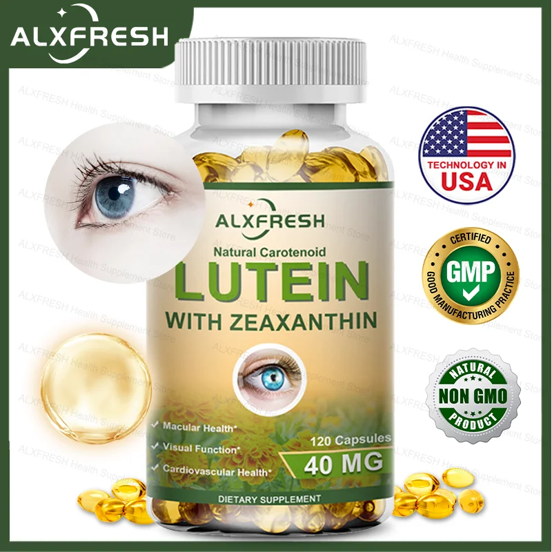 Lutein and Zeaxanthin Eye Supplements for Retina Eye Vision Vitamins Capsules - Student Adults Seniors