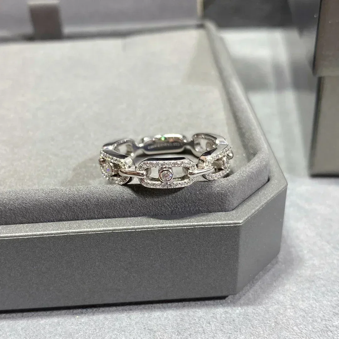 

925 Silver Luxury Brand Jewelry Move Series Zircon Ring Fashion Versatile Women's Wedding Diamond Ring
