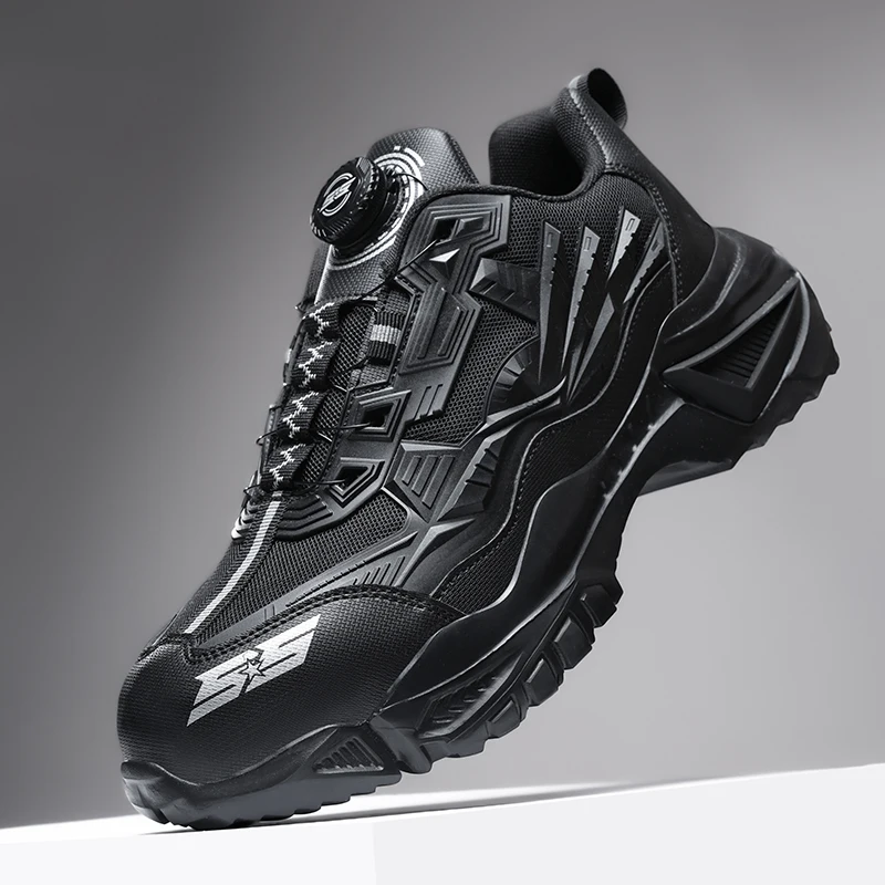 Men's Steel Toe Shoes Labor Protection Shoes Outdoor Plus Size Work Footwear Mesh Height Increasing Casual Fashionable Sneaker