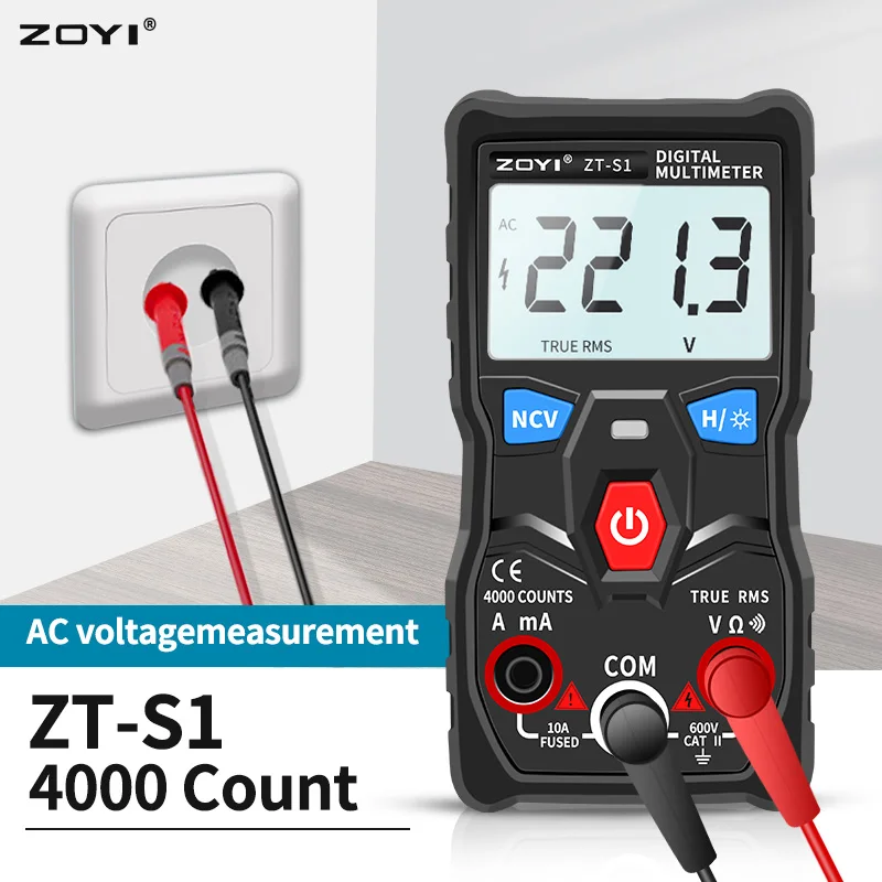 Imagem -04 - Zoyi-testador de Multímetro Digital s1 True Rms Autoranging com Ncv Retroiluminação Lcd Lanterna Como Rm403b