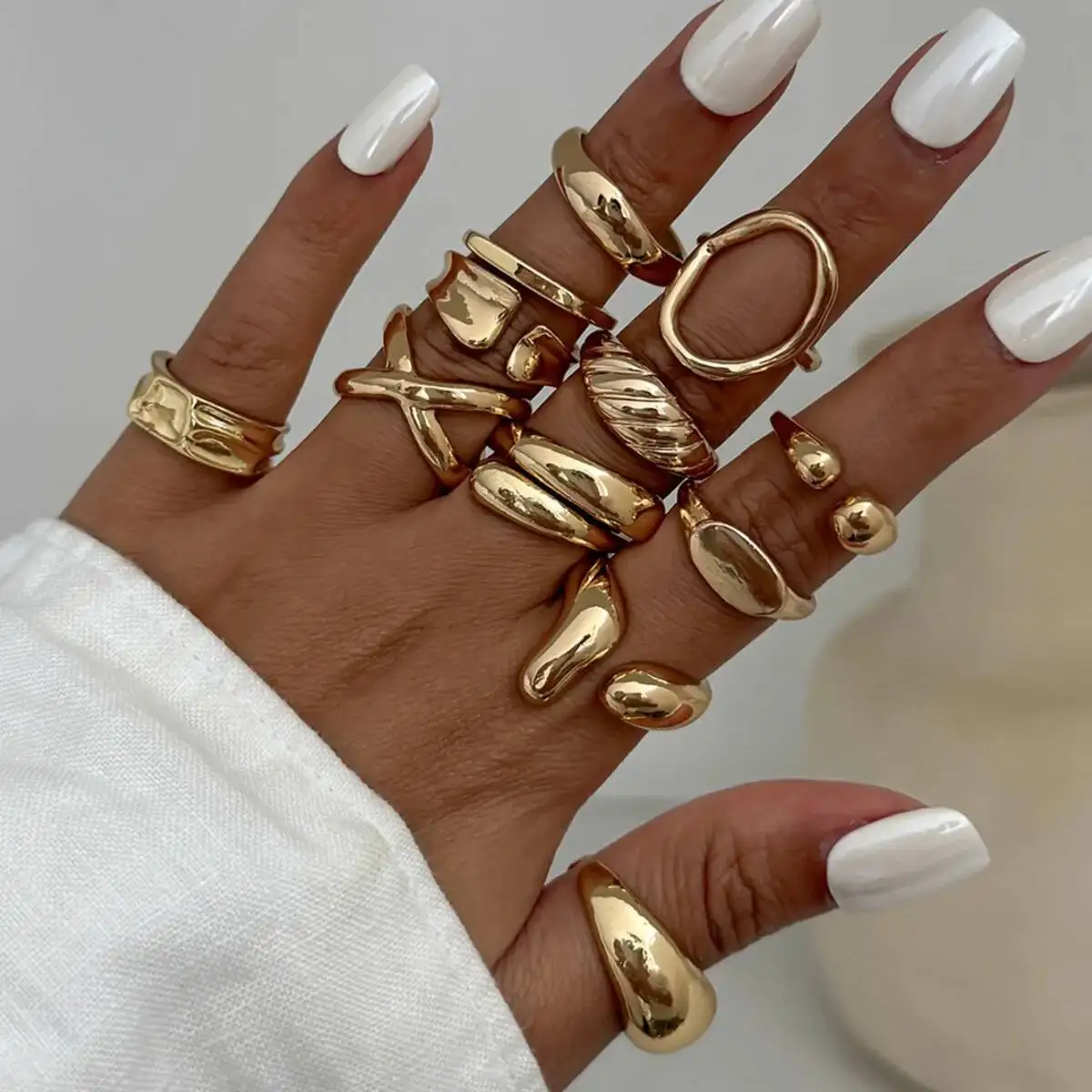 KunJoe 12 قطعة/المجموعة/المجموعة السلس غير النظامية الطبقات المفتوحة خواتم للنساء الشرير الجوف خارج غير النظامية المفصل حلقة مشتركة مجوهرات الحفلات 2025 #1