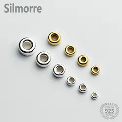 5PCS 925 Sterling Silver Tyre Shape Spacer Beads For DIY Bracelet Necklace PURE Silver Loose Beads Fine Jewelry Making