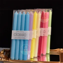 8pc/Set Long Decorated Candles European Style Classic Smokeless White Candle For Home Decor Party Hotel Table Decoration Candle